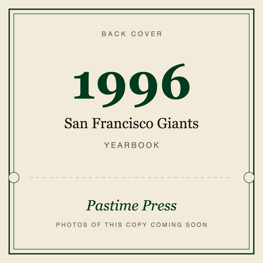 1996 San Francisco Giants Yearbook, back cover