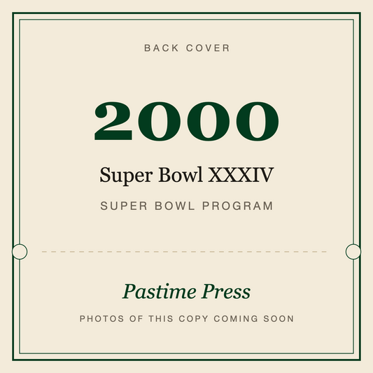 2000 Super Bowl XXXIV Program, back cover