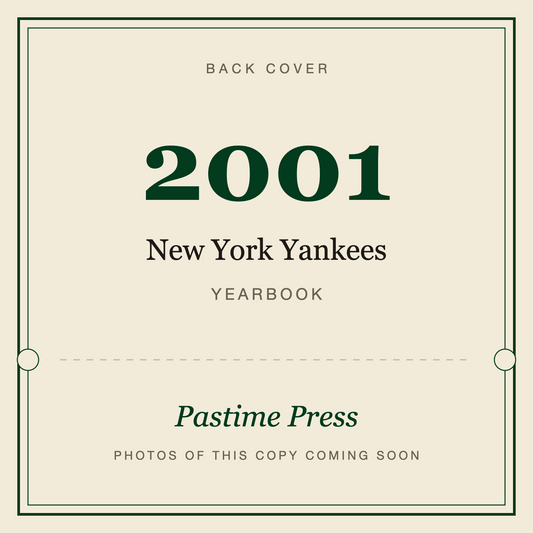 2001 New York Yankees Yearbook, back cover