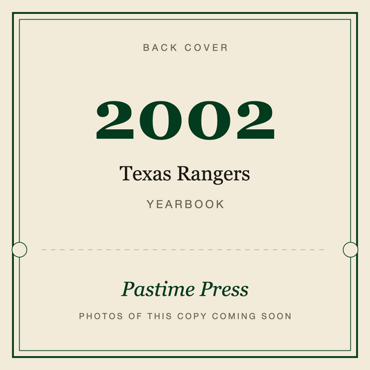 2002 Texas Rangers Yearbook, back cover