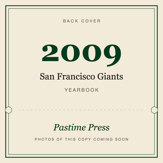 2009 San Francisco Giants Yearbook, back cover