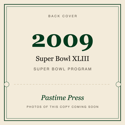2009 Super Bowl XLIII Program, back cover