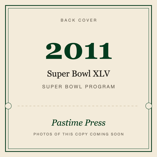 2011 Super Bowl XLV Program, back cover