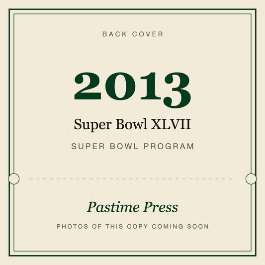 2013 Super Bowl XLVII Program, back cover