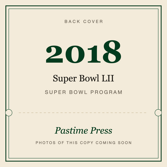 2018 Super Bowl LII Program, back cover