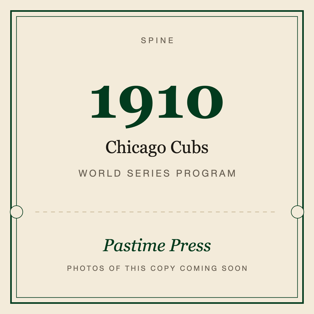 1910 Chicago Cubs World Series Program, spine