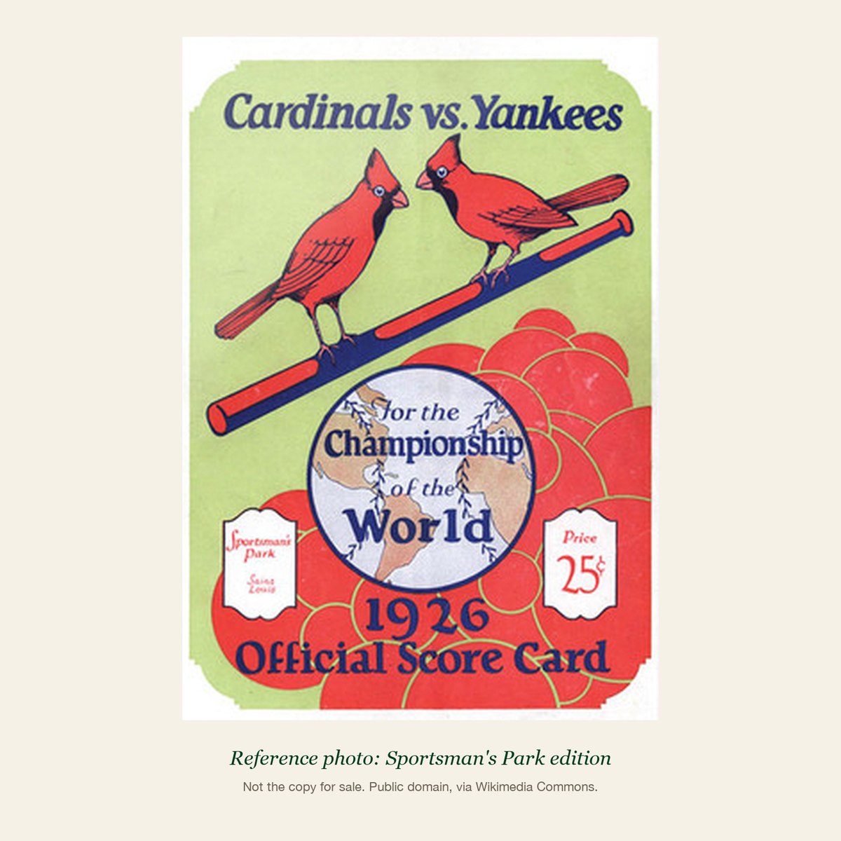 1926 St. Louis Cardinals World Series Program: reference photo 1 (Sportsman's Park edition)