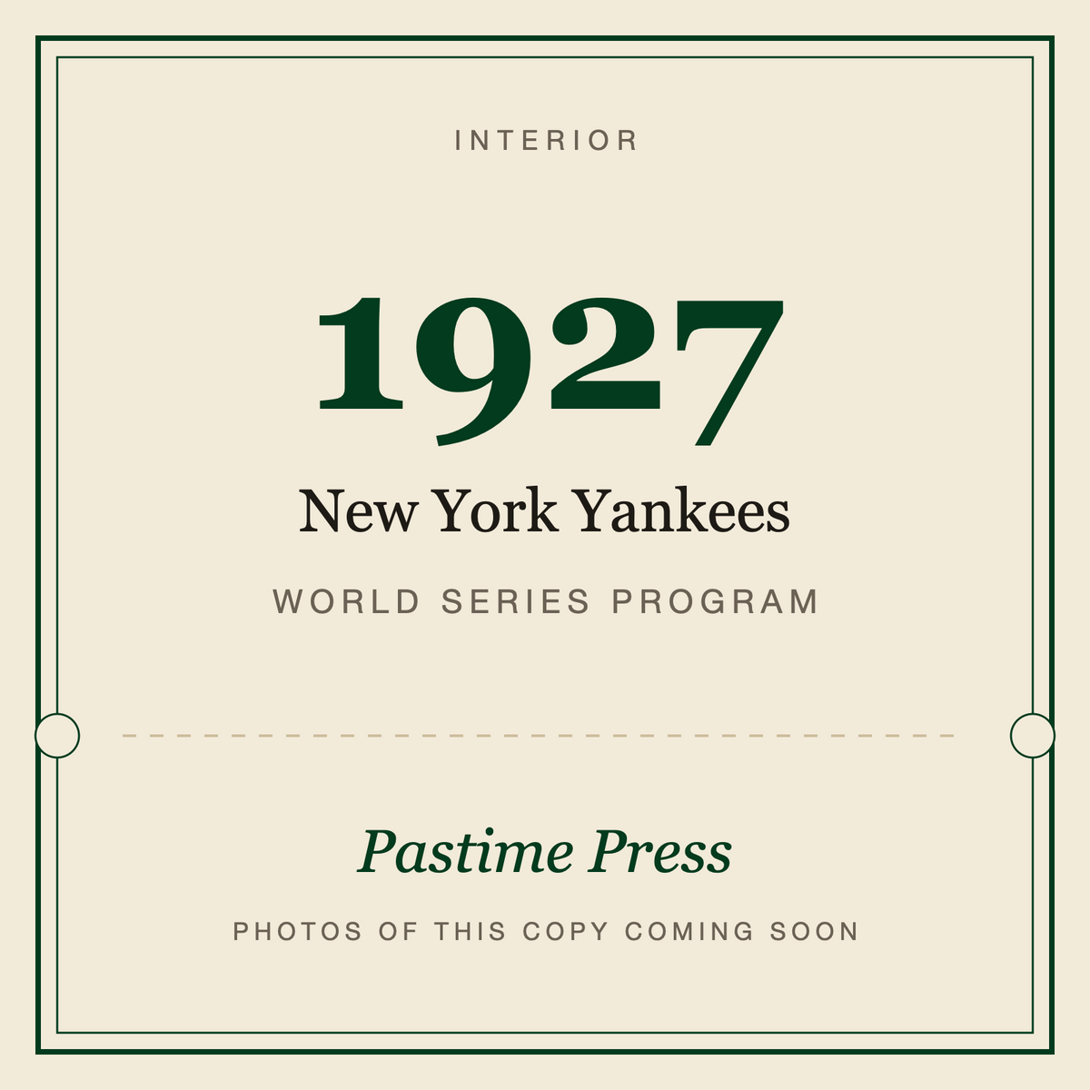 1927 New York Yankees World Series Program, interior