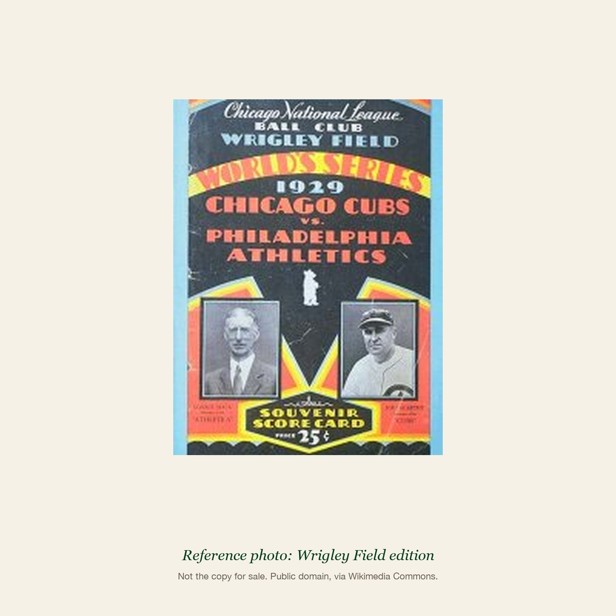 1929 Chicago Cubs World Series Program: reference photo 1 (Wrigley Field edition)