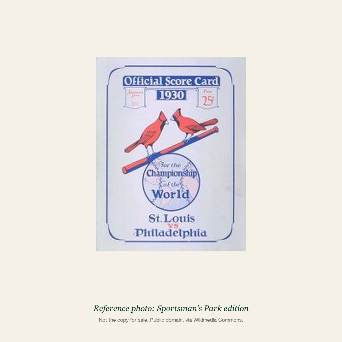 1930 St. Louis Cardinals World Series Program: reference photo 1 (Sportsman's Park edition)
