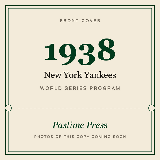 1938 New York Yankees World Series Program, front cover