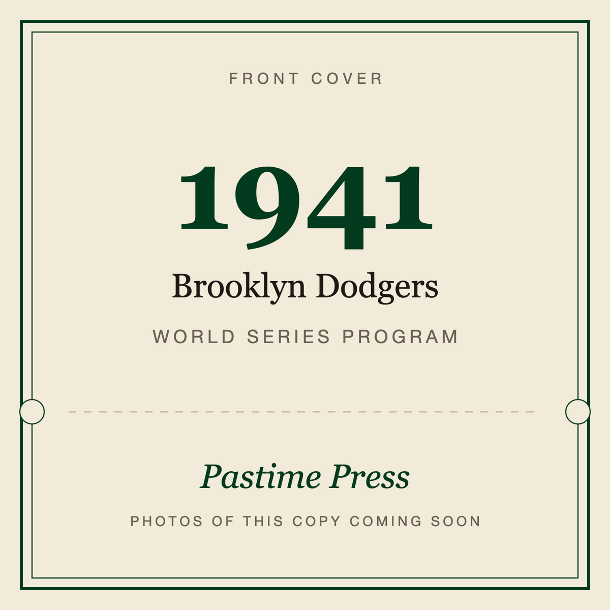 1941 Brooklyn Dodgers World Series Program, front cover
