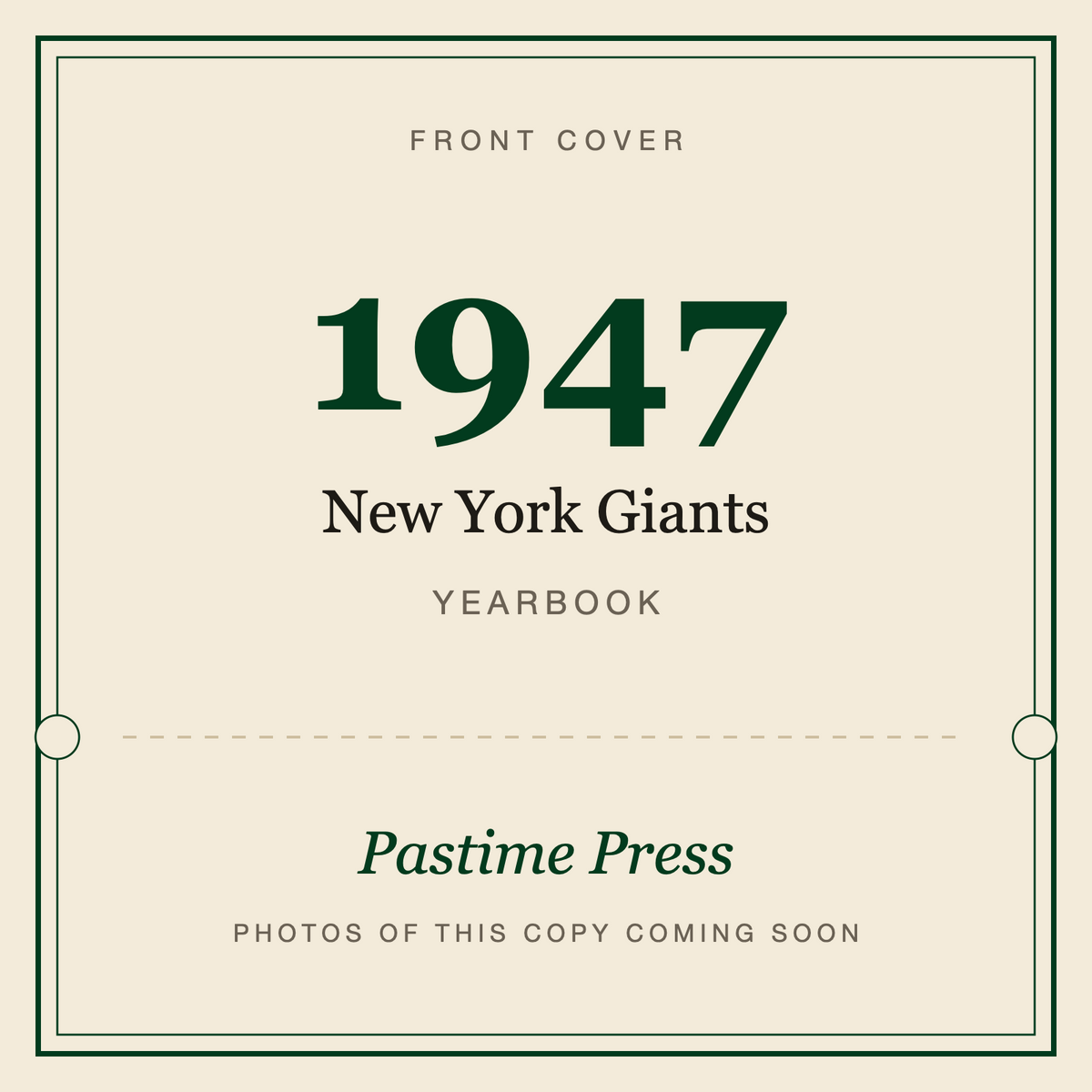 1947 New York Giants Yearbook, front cover
