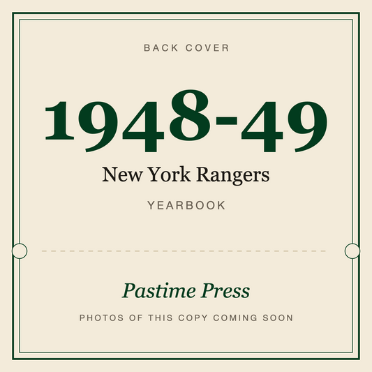 1948-49 New York Rangers Yearbook, back cover