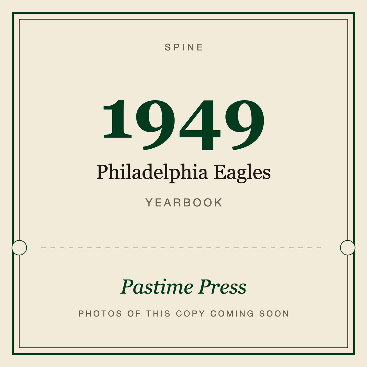 1949 Philadelphia Eagles Yearbook, spine