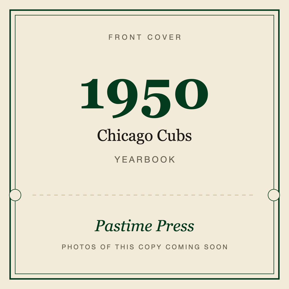 1950 Chicago Cubs Yearbook, front cover