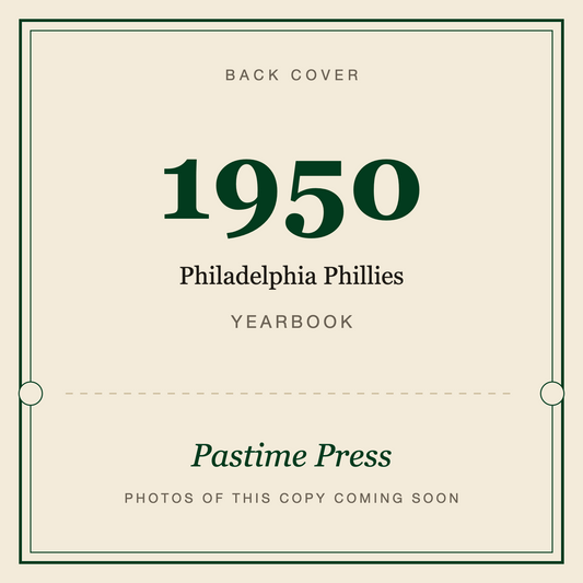 1950 Philadelphia Phillies Yearbook, back cover