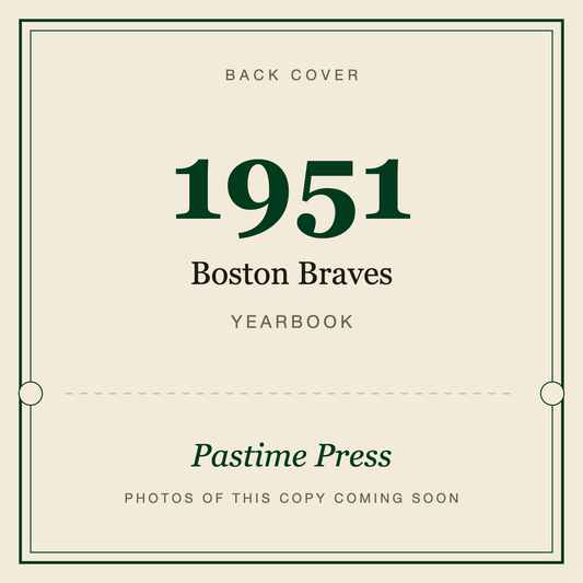 1951 Boston Braves Yearbook, back cover