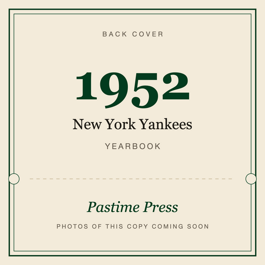 1952 New York Yankees Yearbook, back cover