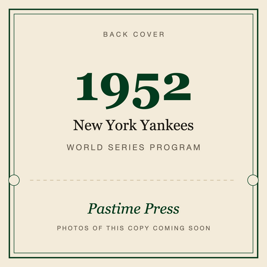 1952 New York Yankees World Series Program, back cover