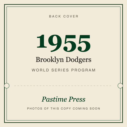 1955 Brooklyn Dodgers World Series Program, back cover