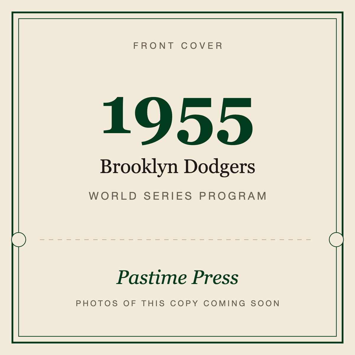 1955 Brooklyn Dodgers World Series Program, front cover