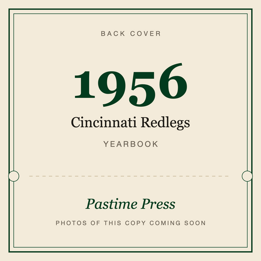 1956 Cincinnati Redlegs Yearbook, back cover