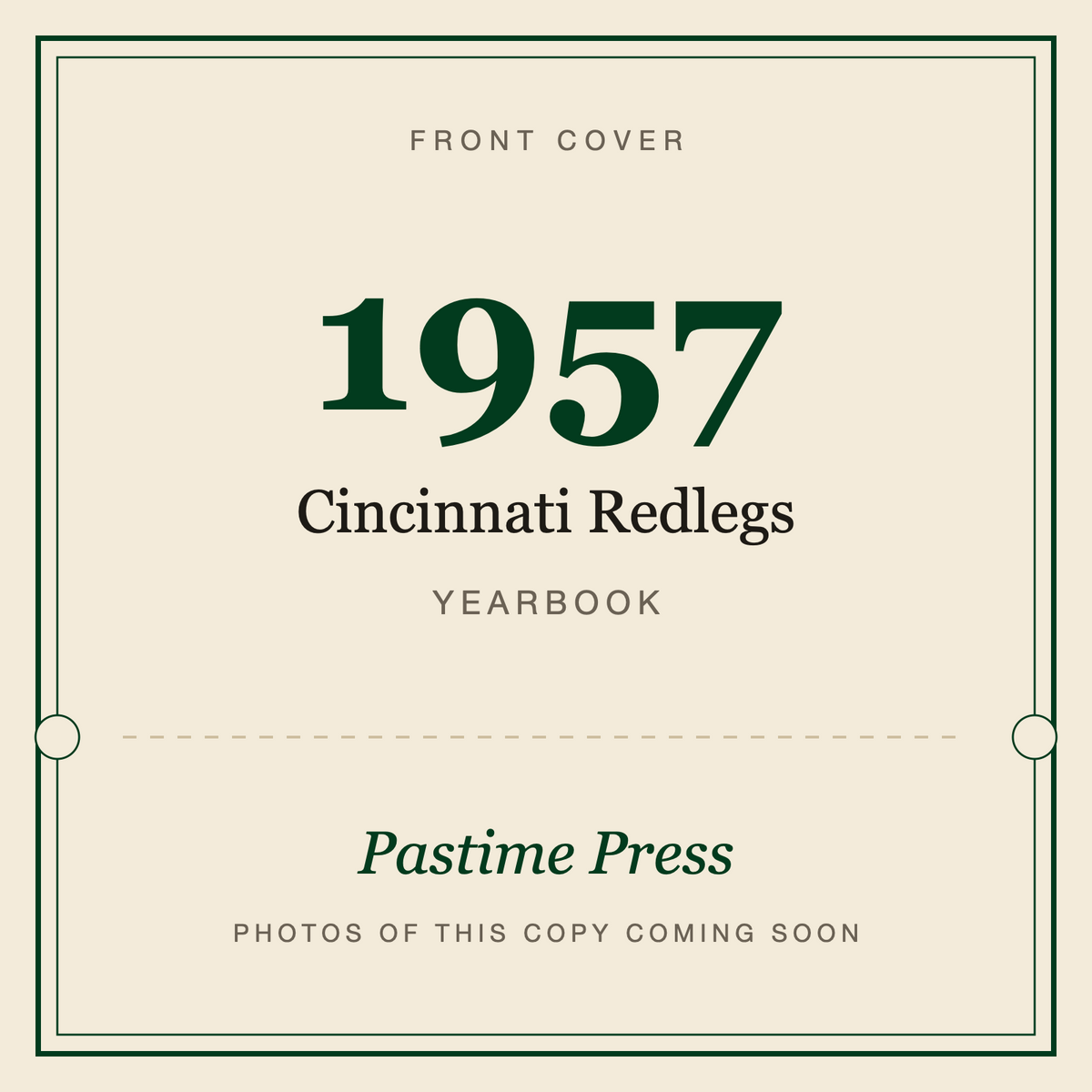 1957 Cincinnati Redlegs Yearbook, front cover
