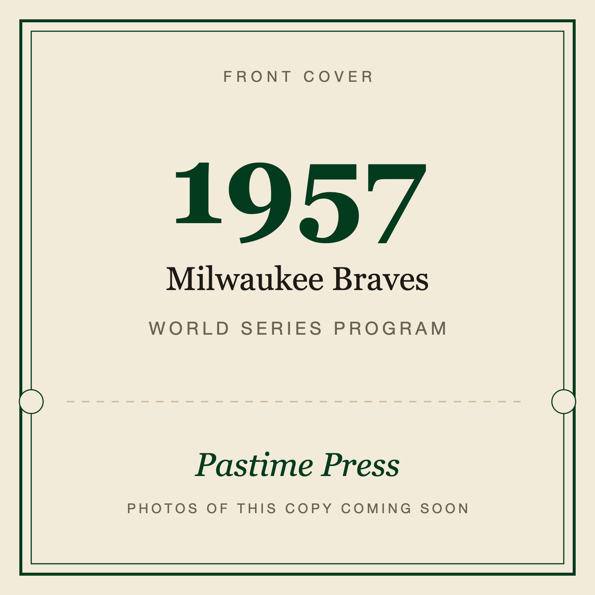 1957 Milwaukee Braves World Series Program, front cover