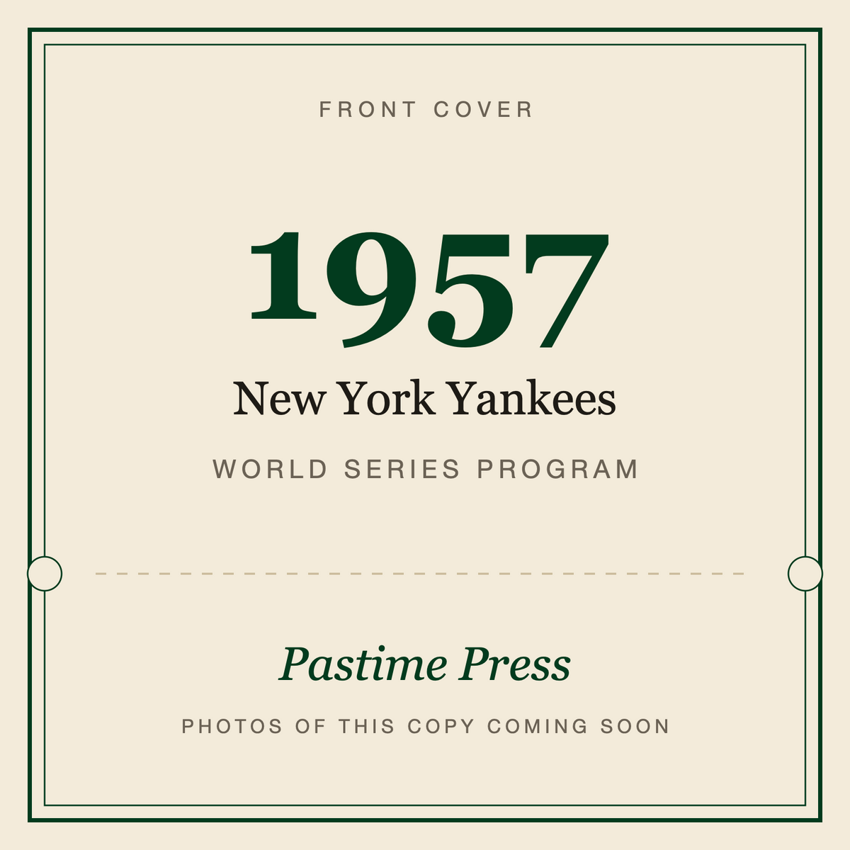 1957 New York Yankees World Series Program, front cover