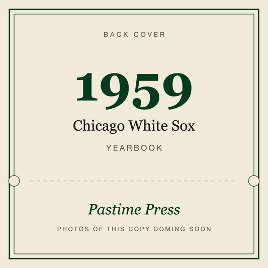 1959 Chicago White Sox Yearbook, back cover
