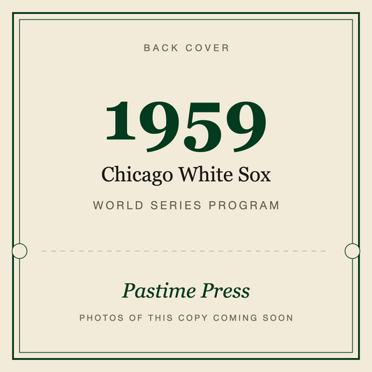 1959 Chicago White Sox World Series Program, back cover
