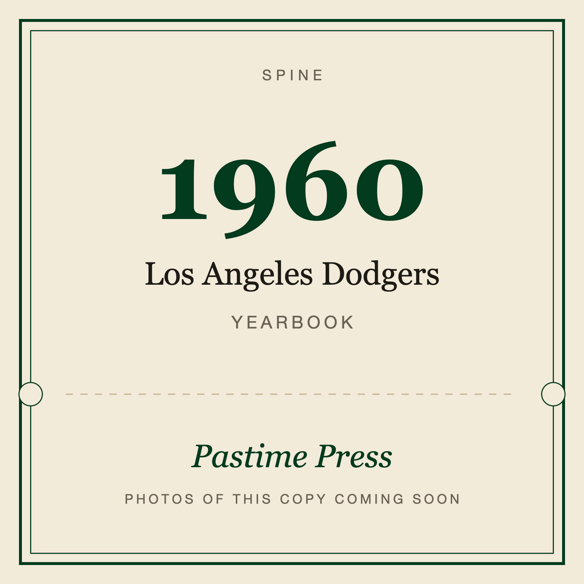 1960 Los Angeles Dodgers Yearbook, spine