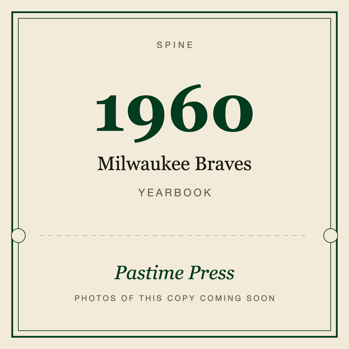 1960 Milwaukee Braves Yearbook, spine