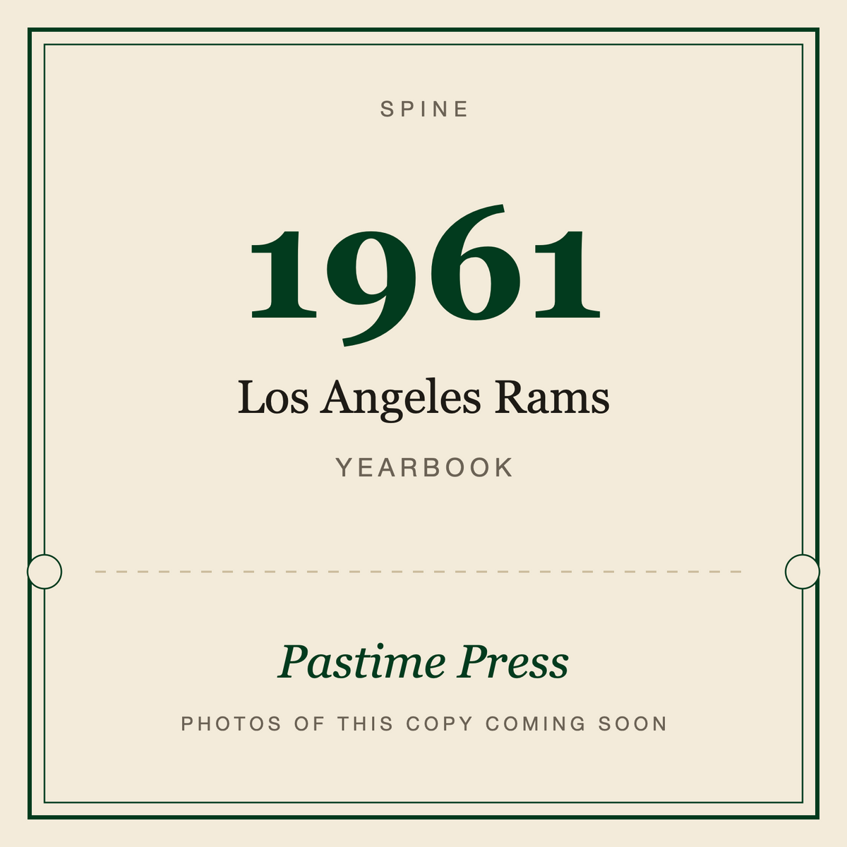 1961 Los Angeles Rams Yearbook, spine