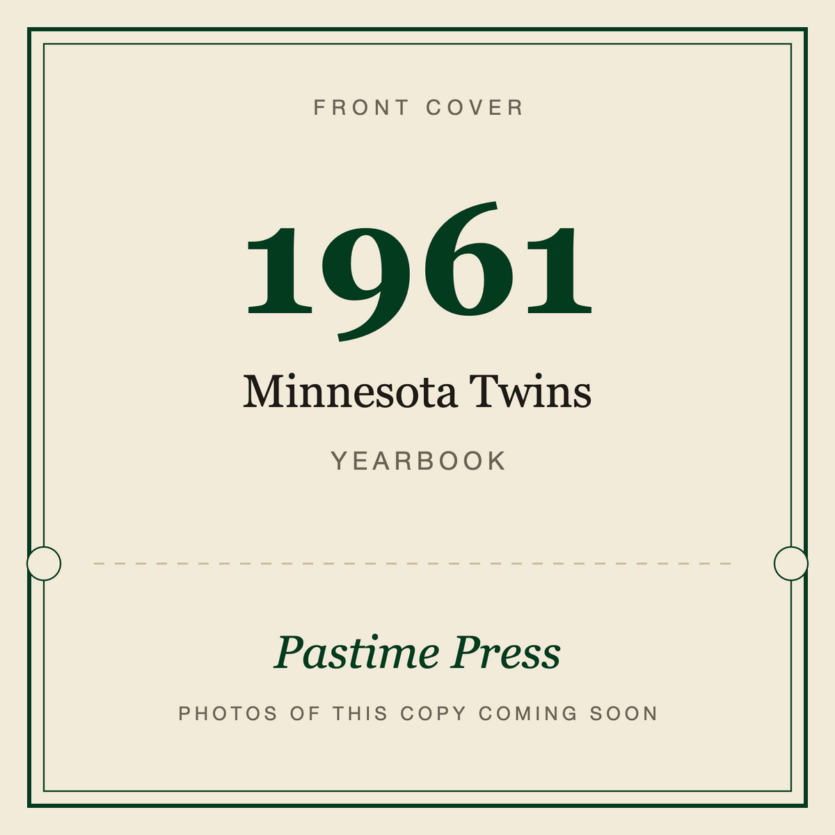 1961 Minnesota Twins Yearbook, front cover