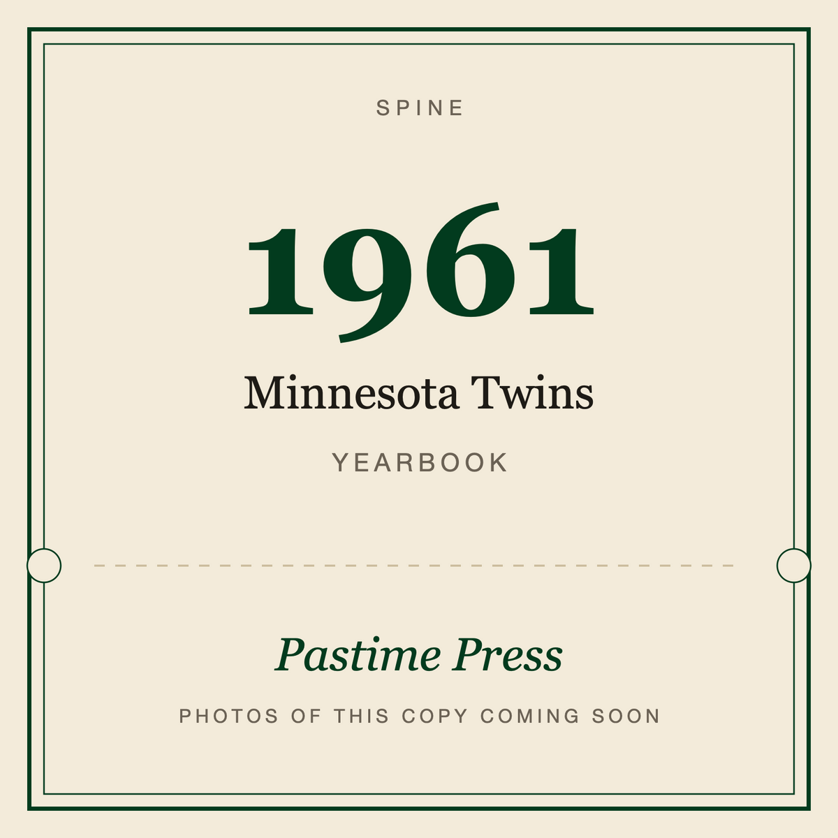 1961 Minnesota Twins Yearbook, spine