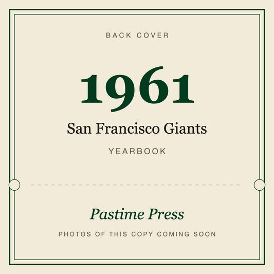1961 San Francisco Giants Yearbook, back cover