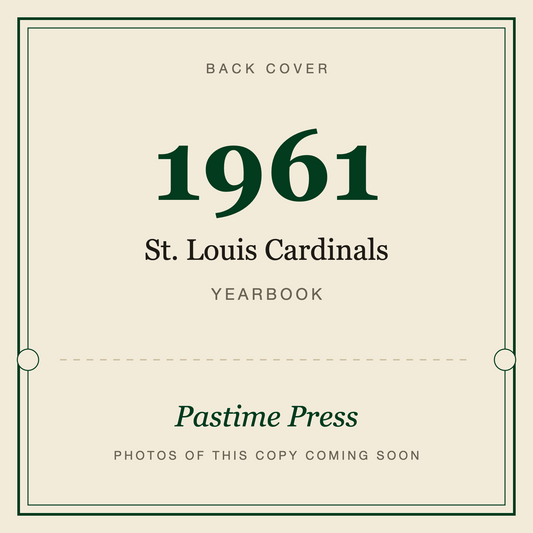 1961 St. Louis Cardinals Yearbook, back cover