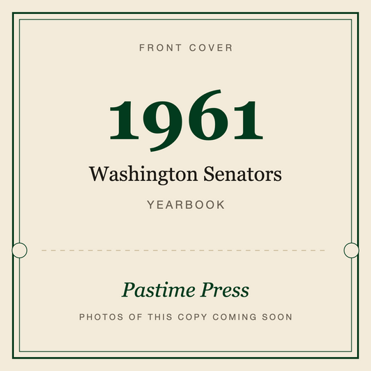 1961 Washington Senators Yearbook, front cover