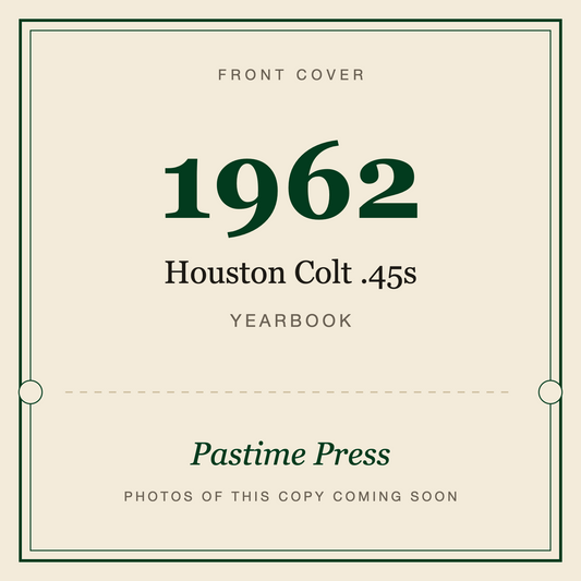 1962 Houston Colt .45s Yearbook, front cover