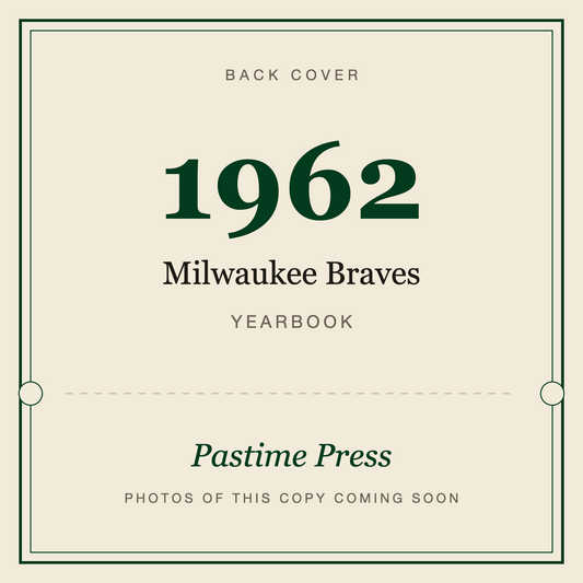 1962 Milwaukee Braves Yearbook, back cover