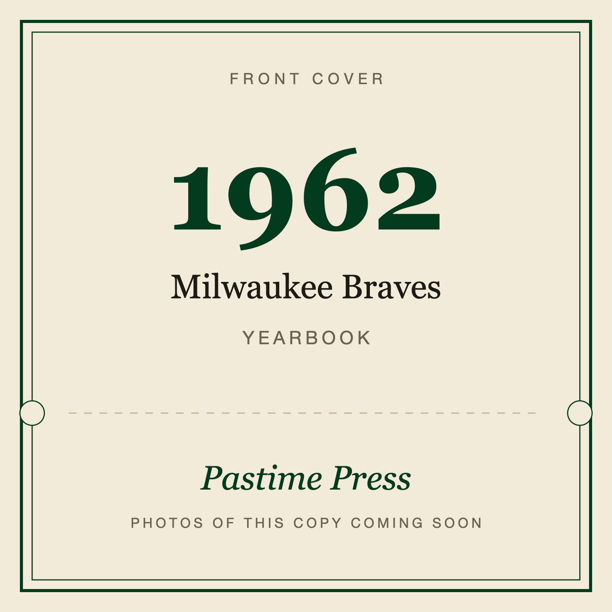 1962 Milwaukee Braves Yearbook, front cover