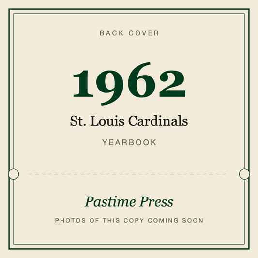 1962 St. Louis Cardinals Yearbook, back cover