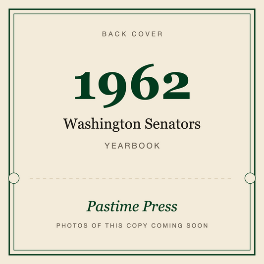 1962 Washington Senators Yearbook, back cover