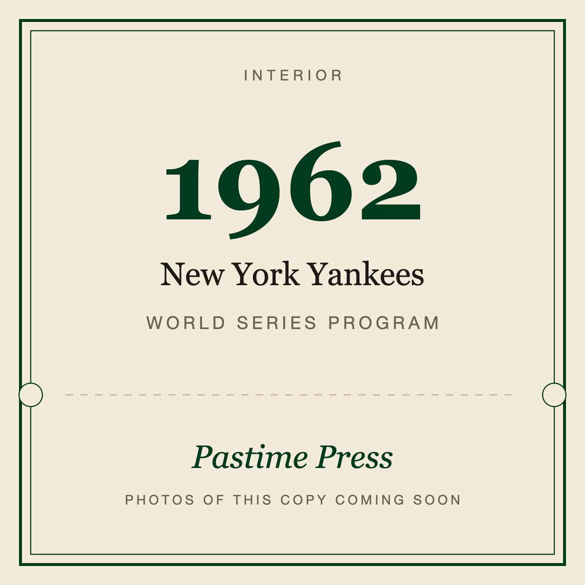 1962 New York Yankees World Series Program, interior