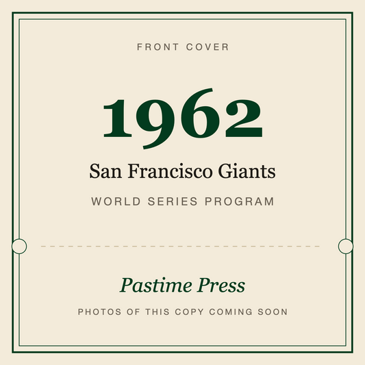 1962 San Francisco Giants World Series Program, front cover