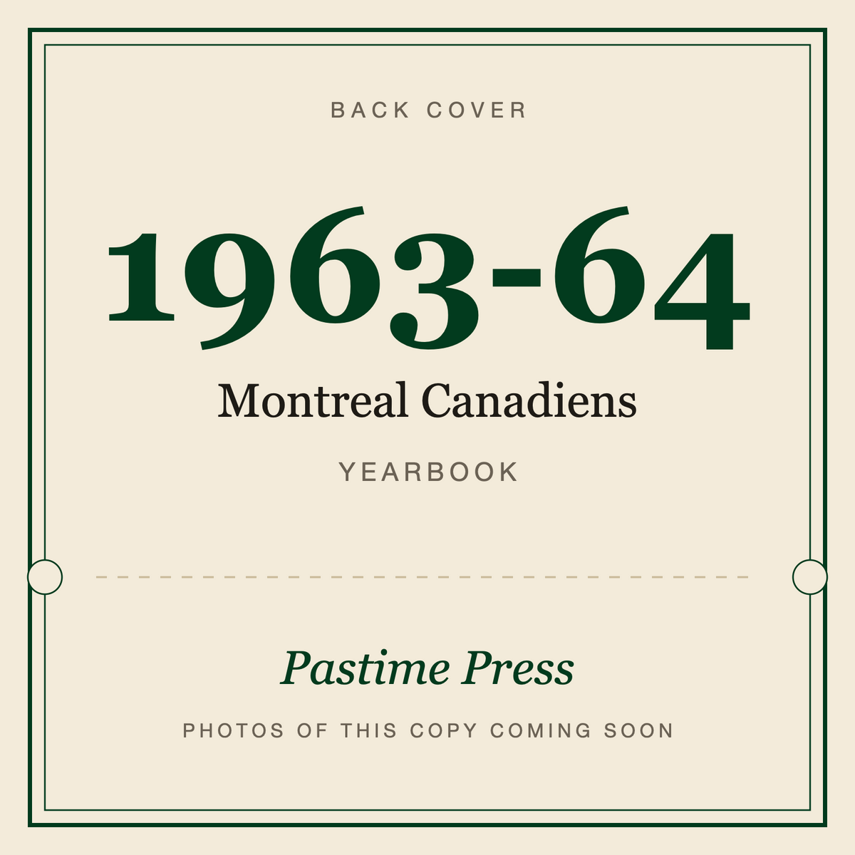 1963-64 Montreal Canadiens Yearbook, back cover