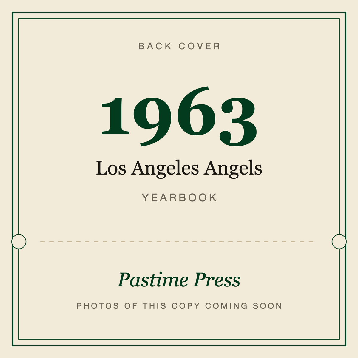 1963 Los Angeles Angels Yearbook, back cover