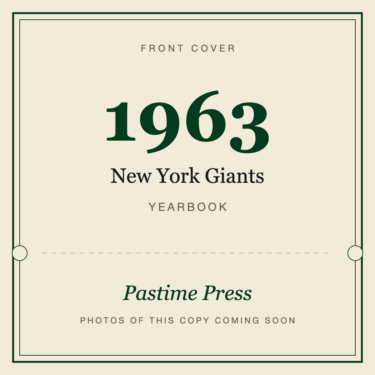 1963 New York Giants Football Yearbook, front cover